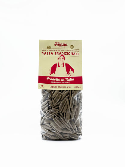 Capunti with burnt wheat